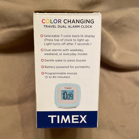 Brand New Timex Color Changing Travel Dual Alarm Clock! - Picture 4 of 6